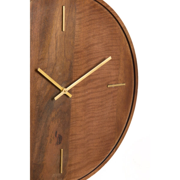 Clock Ø56 cm VETI mango wood brown+gold - Image 3