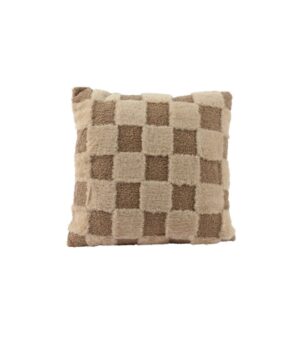 Μαξιλάρι τετράγωνο γούνα σε καφέ χρώμα