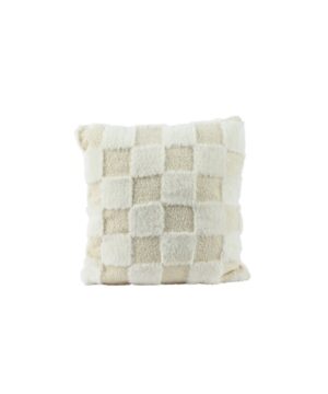 Μαξιλάρι τετράγωνο γούνα σε εκρού χρώμα