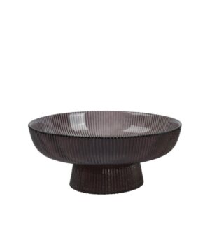 Διακοσμητική πιατέλα - φρουτιέρα γυάλινη σε καφέ χρώμα