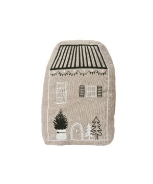 Μαξιλάρι σε σχήμα σπίτι μπεζ-πράσινο