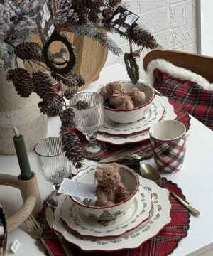 Πιάτο ρηχό πορσελάνης χριστουγεννιάτικο bear+tree