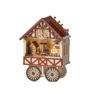 Ξύλινο χριστουγεννιάτικο διακοσμητικό φωτιζόμενο + μουσική