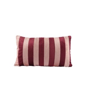 Μαξιλάρι βελούδινο με ρίγες σε μπορντό - ροζ