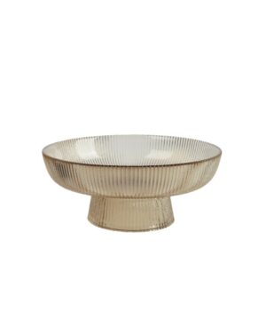 Διακοσμητική πιατέλα - φρουτιέρα γυάλινη σε μελί χρώμα