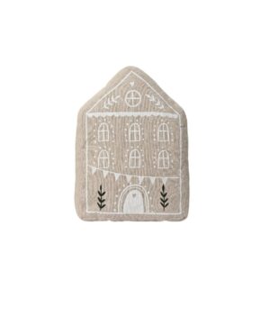 Μαξιλάρι σε σχήμα σπίτι μπεζ-πράσινο