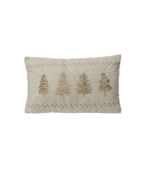 Μαξιλάρι μακρόστενο λευκό με καφέ κεντημένα δέντρα