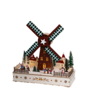 Ξύλινο χριστουγεννιάτικο διακοσμητικό φωτιζόμενο + μουσική