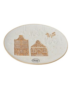 Πιάτο ρηχό με ανάγλυφα διακοσμητικά σπίτια